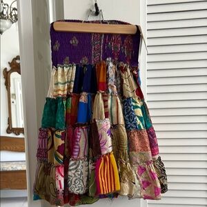 Purple and Green Tiered Bubble Mini Skirt